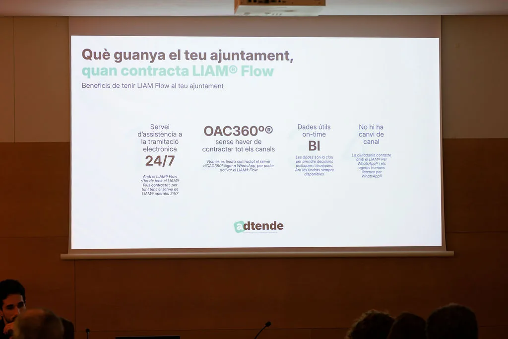 Presentació d’Adtende sobre LIAM Flow en una de les sales de tallers